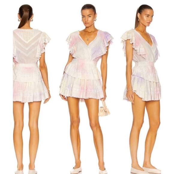 LoveShackFancy Dresses & Skirts - Love Shack Fancy Womens Gwen Mini Dress in Rainbow Size Medium Ruffle Eyelet